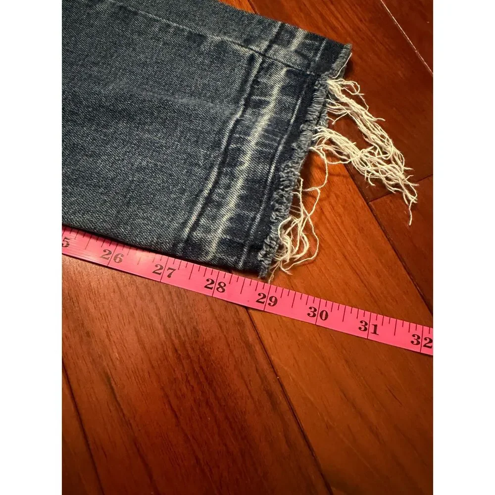 Free People Straight Leg Jeans Women's 30 Medium Wash Raw Hem Boho Casual 90s